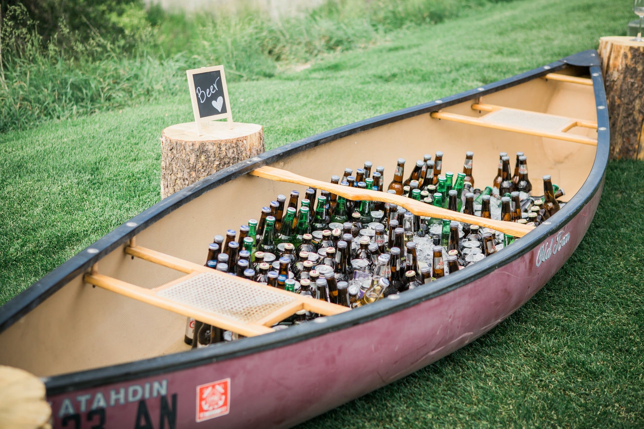 A canoe full of beer for an event