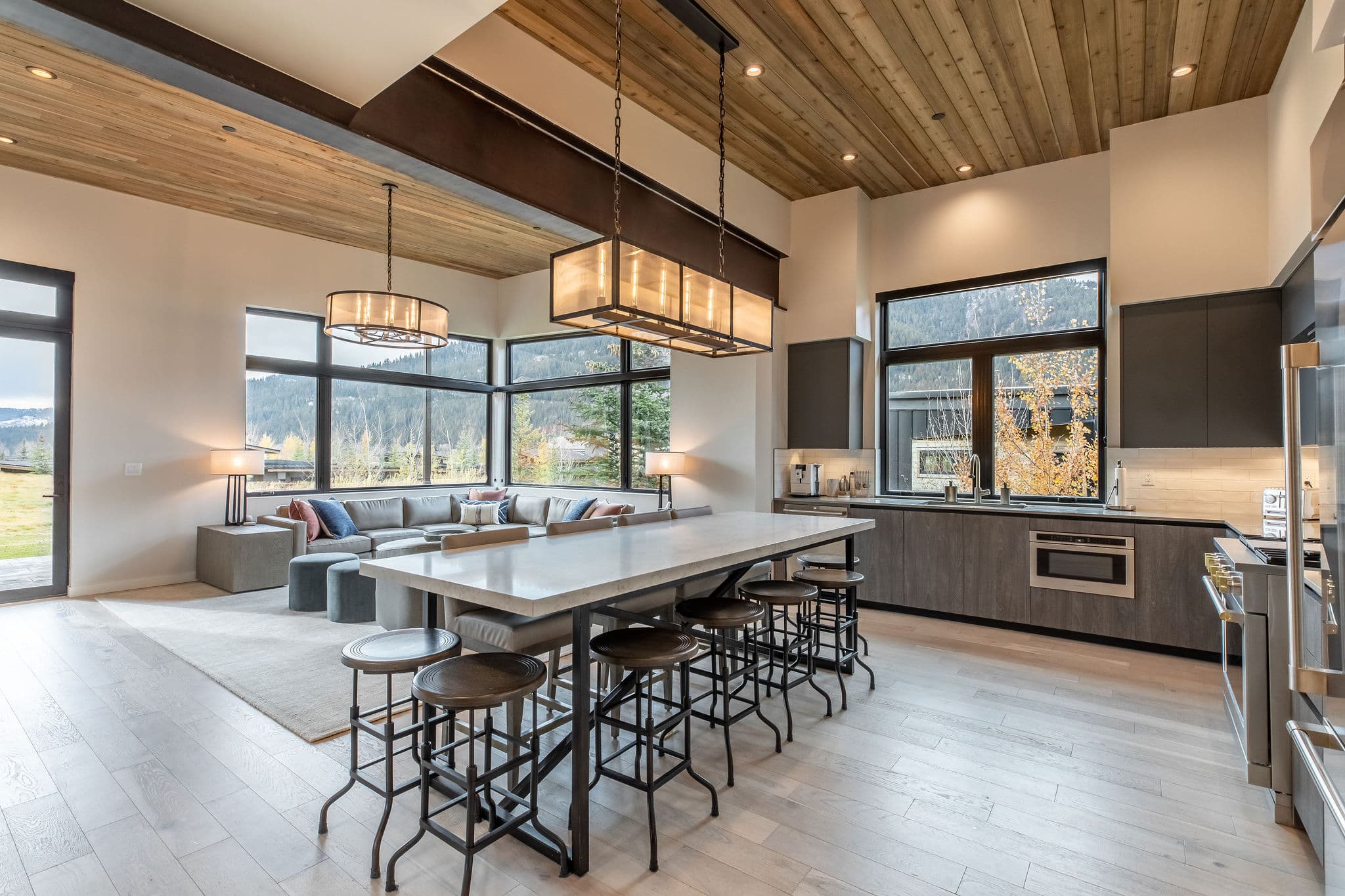 Meadow Cabin kitchen and living space at Snake River Sporting Club