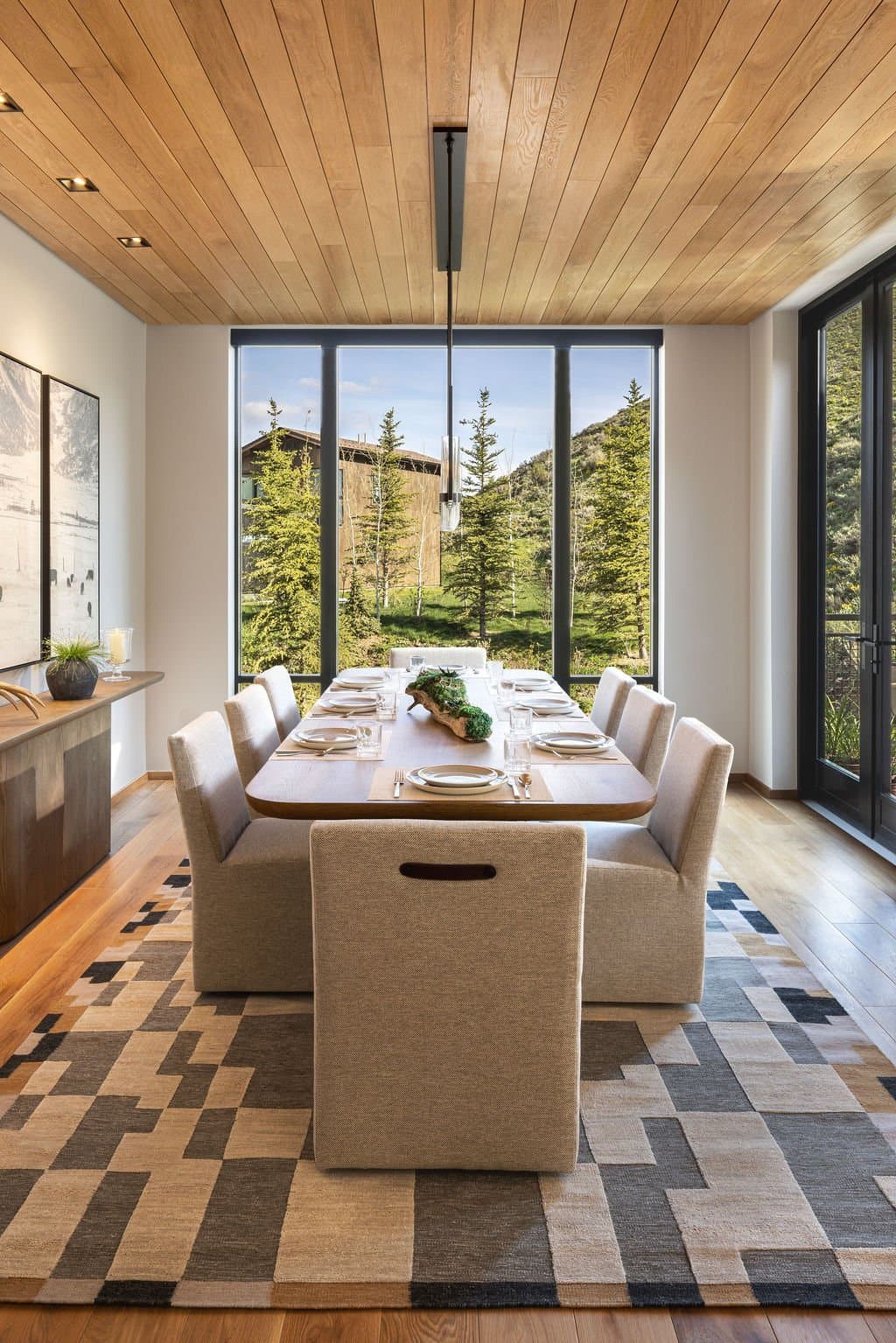 dining room with exterior view