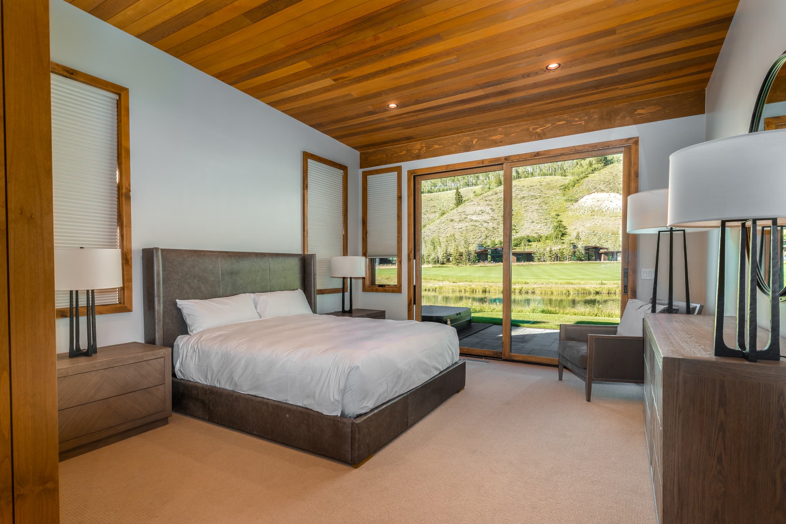 Caddis Cabin bedroom interior at Snake River Sporting Club