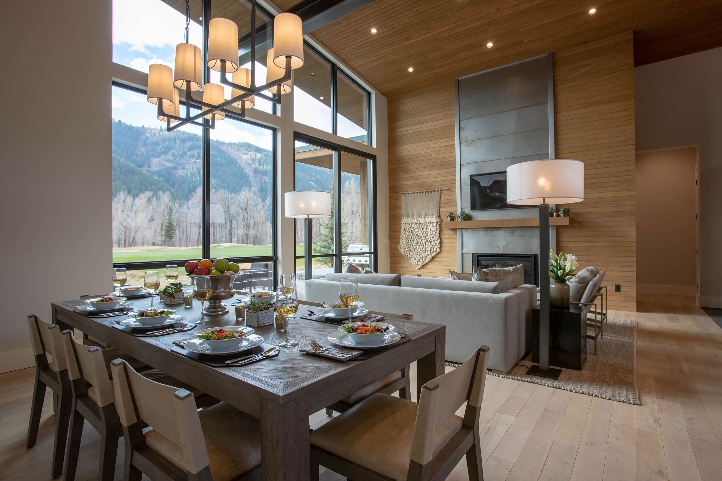 dining room with exterior view