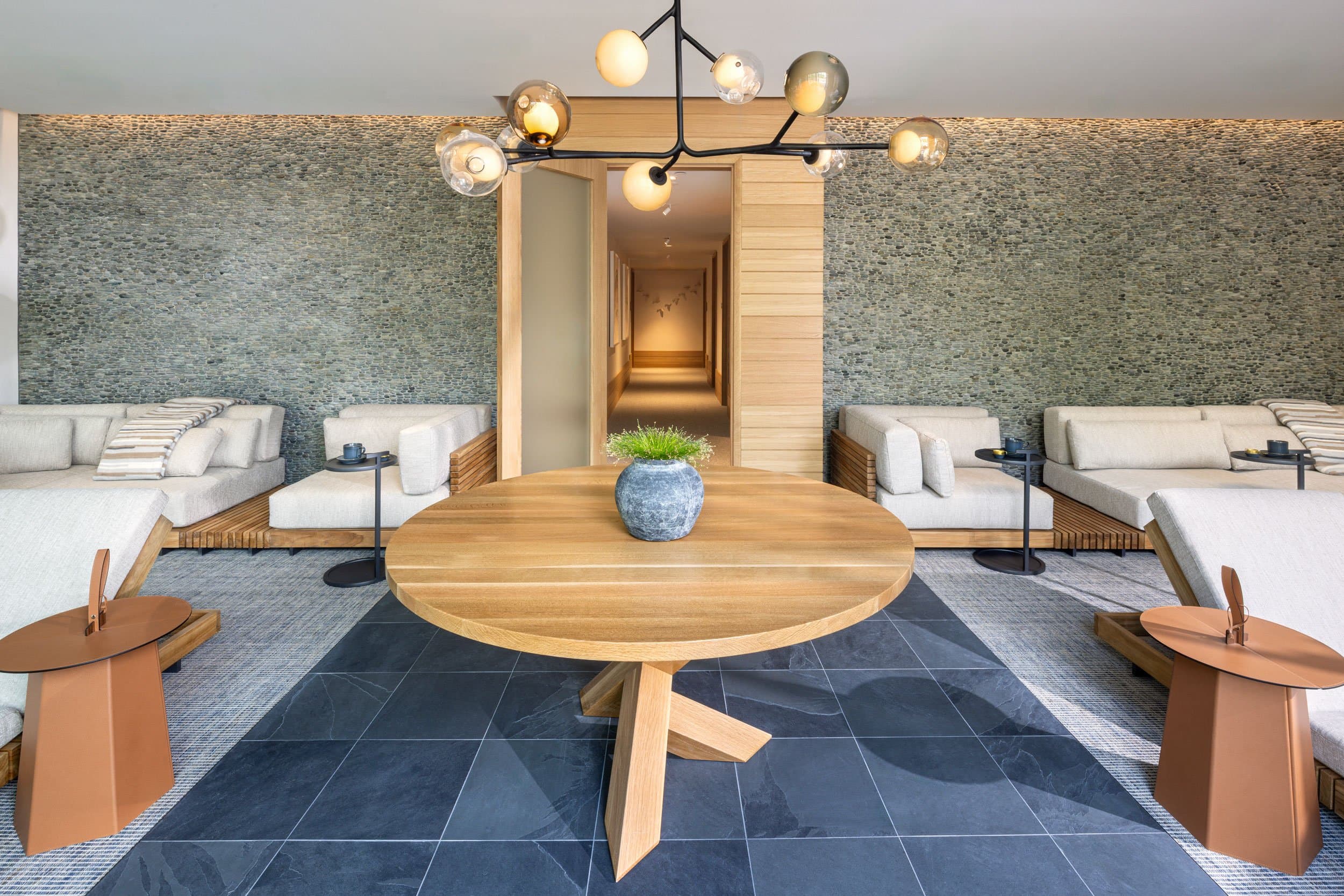 Spa room entrance with chairs