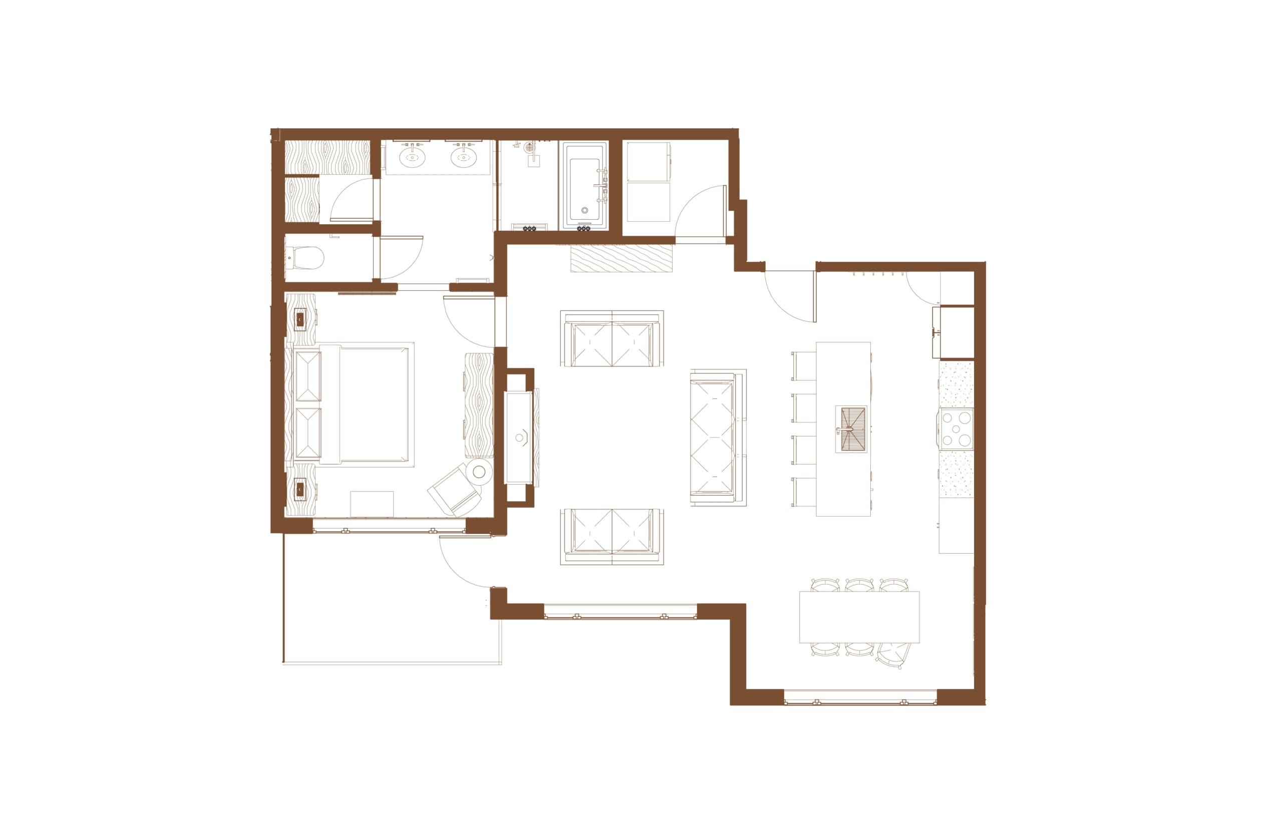 Floor Plan One Bedroom Suite