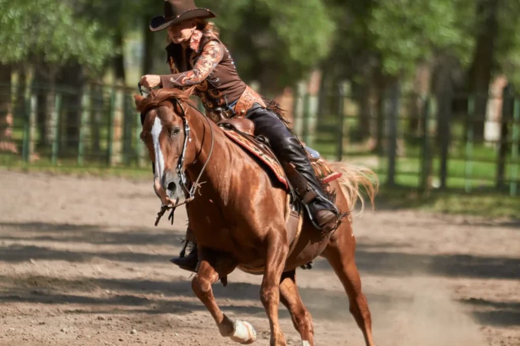 A person a a horse moving fast