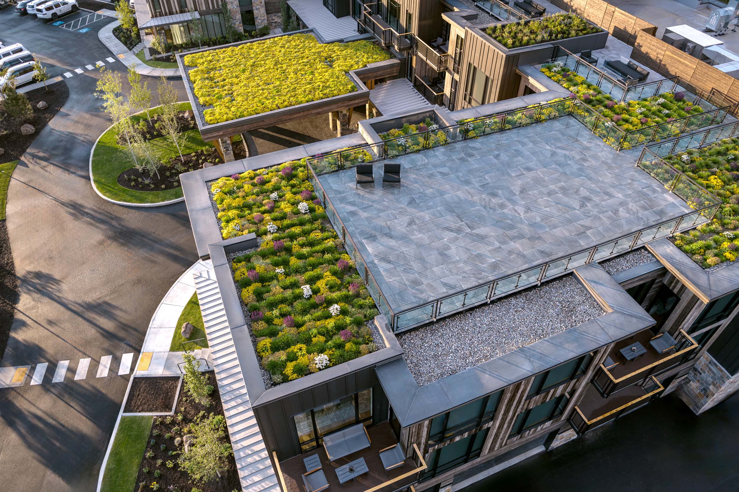 Aerial View Of Snake Rive Sporting Club With Rooftop Deck