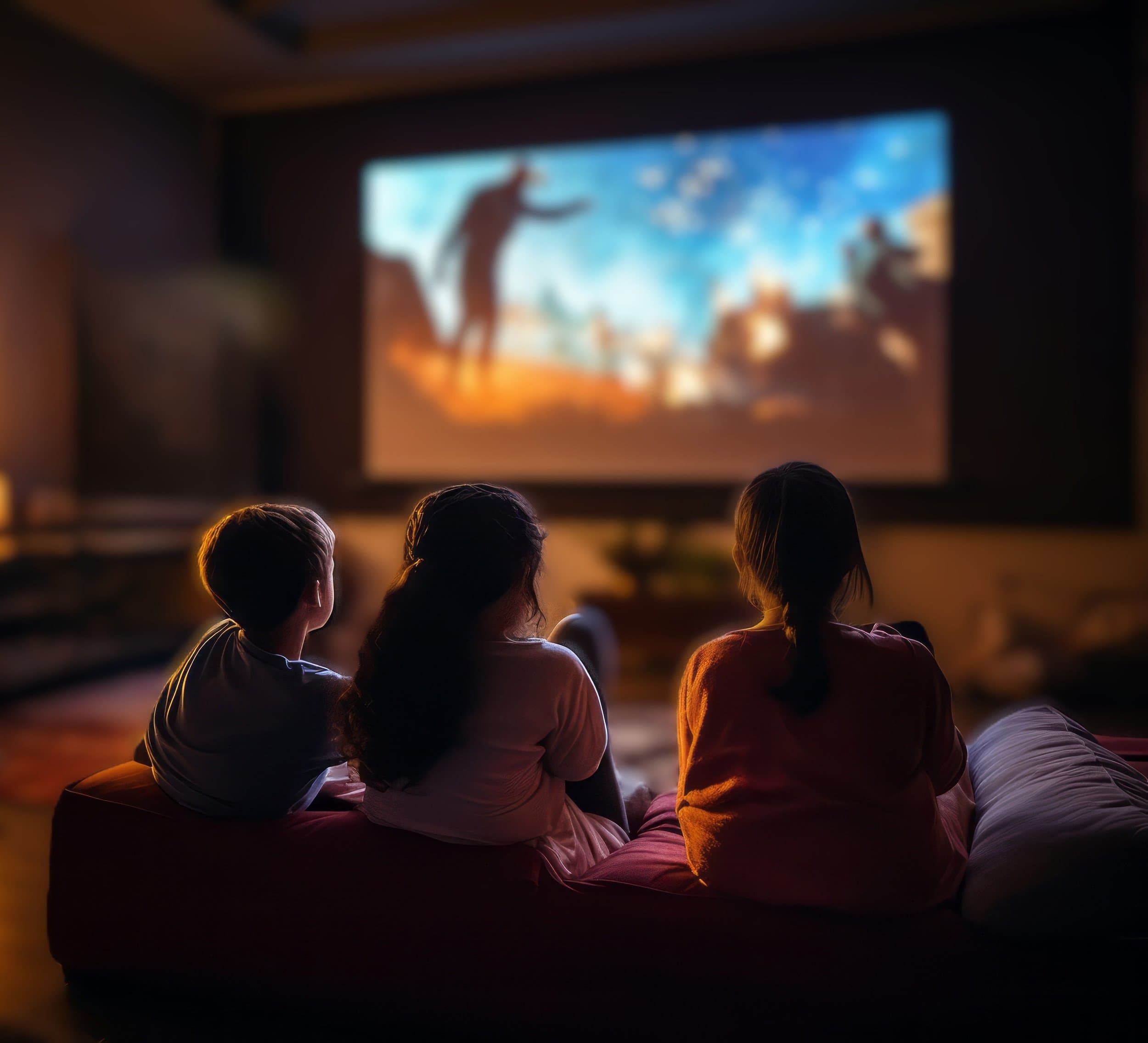 Kids Watching A Movie