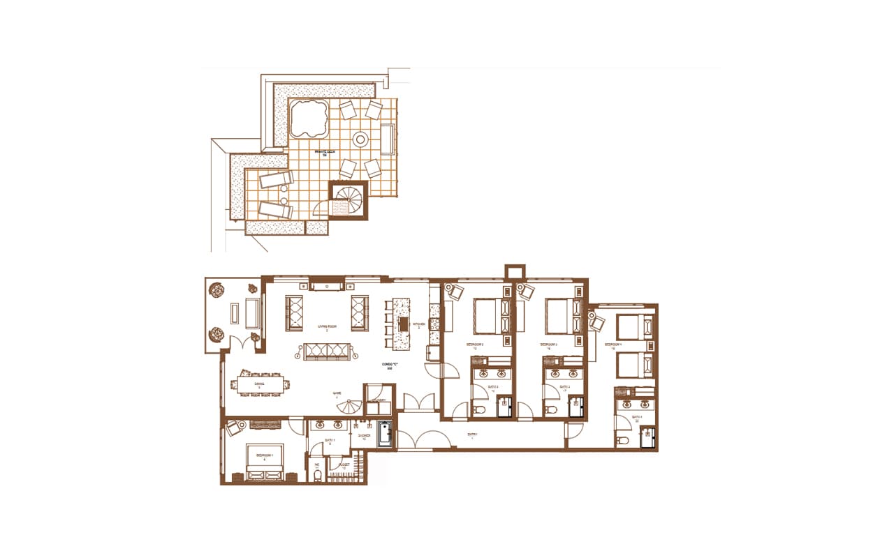 Floor Plan The Sylvan Lodge Four Bedroom Penthouse